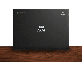 Chromebook Arai personalizada con el logo de una empresa
